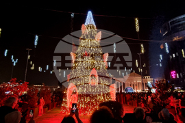 Северна Македония - Скопие - елха - празнични светлини