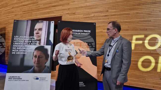 Как да спя, когато Мзия е в затвора и не може да вижда, заяви пред БТА Ирма Димитрадзе, която прие наградата "Сахаров" от името на Амаглобели