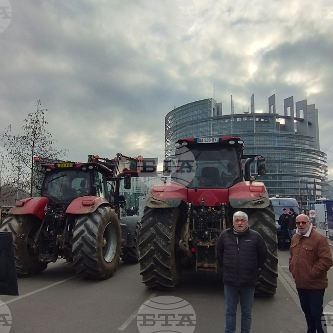 Френски земеделци блокираха с трактори Европейския парламент в Страсбург; крайнодесният лидер Бардела отиде при тях