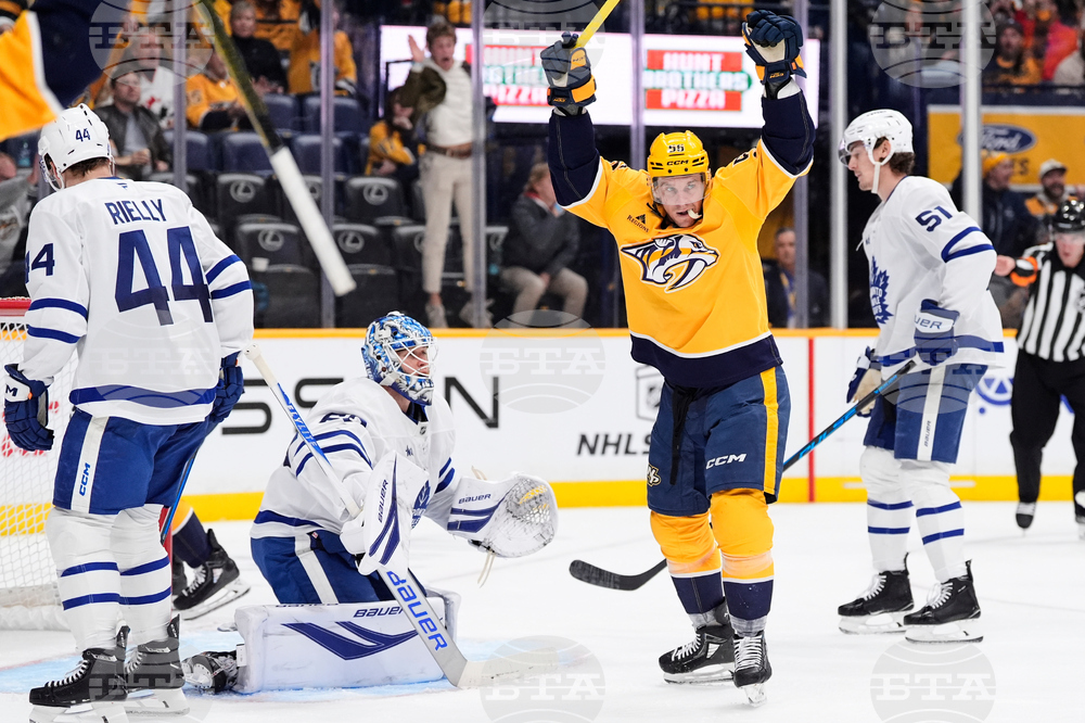 APTOPIX Maple Leafs Predators Hockey