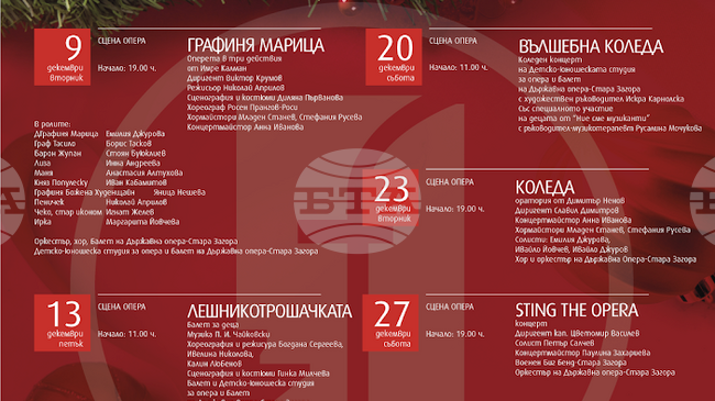 Старозагорската опера ще посрещне 2026 г. с „Новогодишна наздравица" 