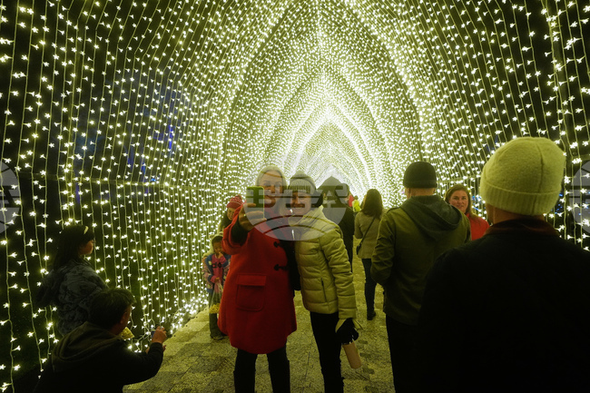 Празничната украса в парка "Голдън гейт" в Сан Франциско радва посетителите с музика, цветове и над милион блестящи светлини