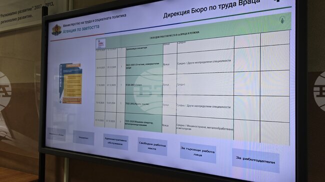 Общо пет свободни работни места за висококвалифицирани специалисти в сферата на медицината и инженерните науки предлага ДБТ във Враца