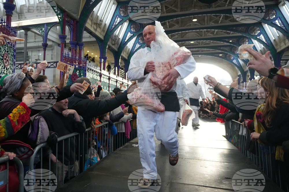 Britain Christmas Eve Meat Market