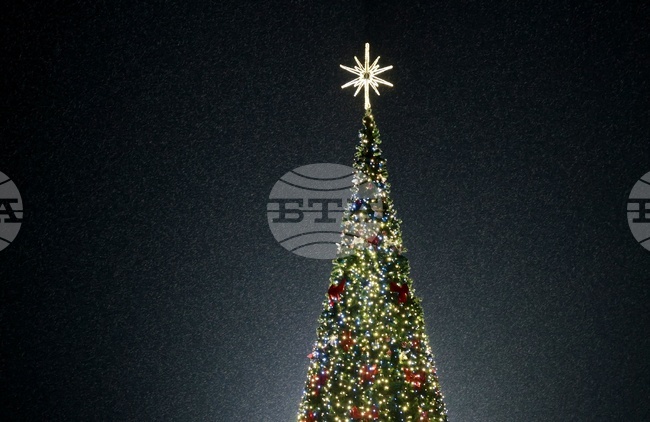 Коледно градче в двора, пясъчна скултура на Богородица с Младенеца и коледарски буенек – страната в очакване на Коледа 