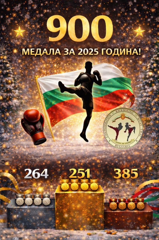Българският кикбокс завършва 2025 година с 900 медала на международната сцена