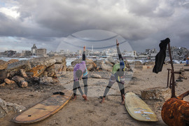 APTOPIX Israel Palestinians Gaza Surfers
