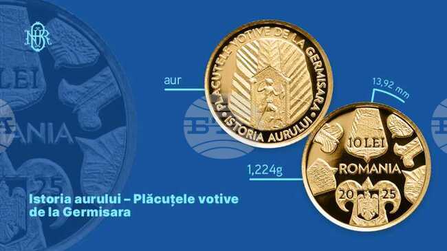 Аджерпрес: Националната банка на Румъния емитира златна монета на тема „История на златото – оброчните плочки от Гермисара“