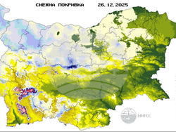 Фигура 5. Височина на снежната покривка на 26 декември 2025 г., илюстрация: НИМХ
