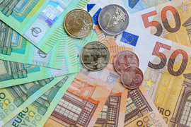 Бургас - евробанкноти и монети