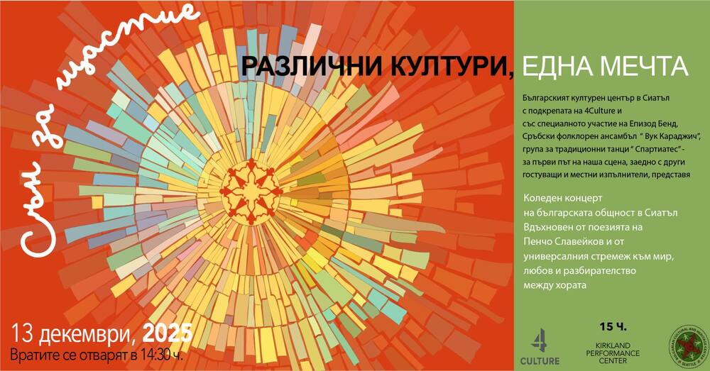 Българският център за култура и наследство в Сиатъл публикува пълен запис на коледния си концерт „Сън за щастие“