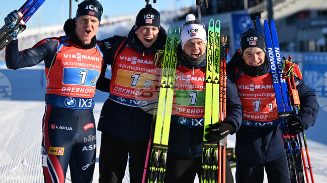 Норвегия спечели мъжката щафета от Световната купа по биатлон в Оберфох, тимът на България беше дисквалифициран