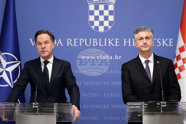 Хърватия е увеличила разходите си за отбрана до 2,08 на сто от БВП през 2025 г., каза премиерът Андрей Пленкович след среща с Рюте в Загреб