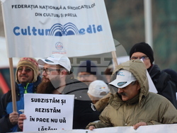 Румъния - Букурещ - синдикати в културата - протест