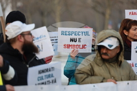 Румъния - Букурещ - синдикати в културата - протест