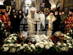 Митрополит Хризостом - патриарх Даниил - делегация и светини - посрещане