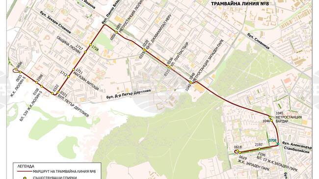 Възстановява се част от маршрута на трамвайна линия №8 до столичния квартал „Люлин“