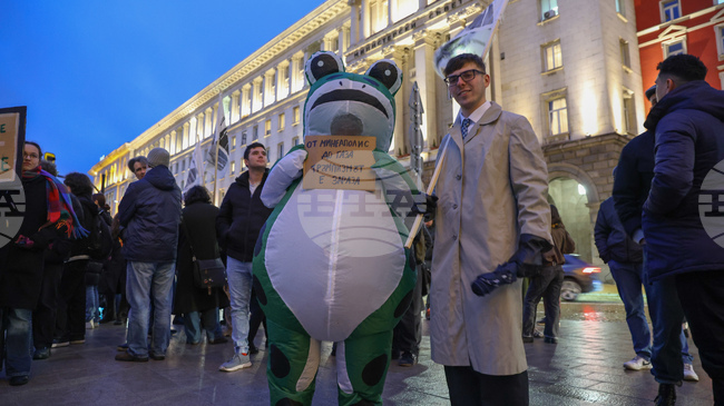 Граждани се сърбаха на протест пред сградата на Народното събрание срещу участието на България в Съвета за мир 
