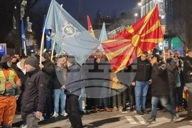 Северна Македония - Скопие - протест с искане за увеличаване на заплатите