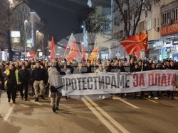 Северна Македония - Скопие - протест с искане за увеличаване на заплатите