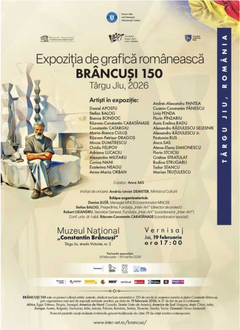 Аджерпрес: Изложба по повод 150 г. от рождението на скулптора Константин Брънкуш ще бъде открита едновременно в Търгу Жиу и 21 града в света