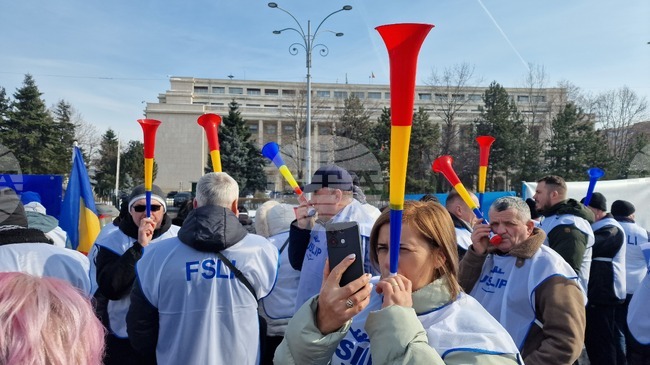 Учители, синдикалисти и студенти от цяла Румъния протестираха в Букурещ срещу строгите мерки за икономии на правителството на Илие Боложан