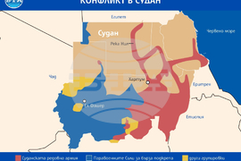 Зони на контрол от страните в конфликта в Судан