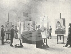 В ателието по живопис на Държавното рисувално училище, ок. 1905-1906 г. Втори илюстрован годишник на Държавното рисувално училище, 1906, снимка – НХА