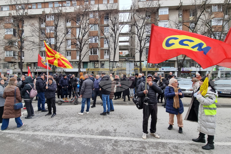 Federation of Trade Unions President Trendafilov Leads Blockade of Employers’ Groups in Skopje