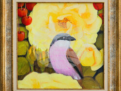 Игната Василева показва 14 платна в изложбата „Райски птици“. Снимка: Галерия „Париж“