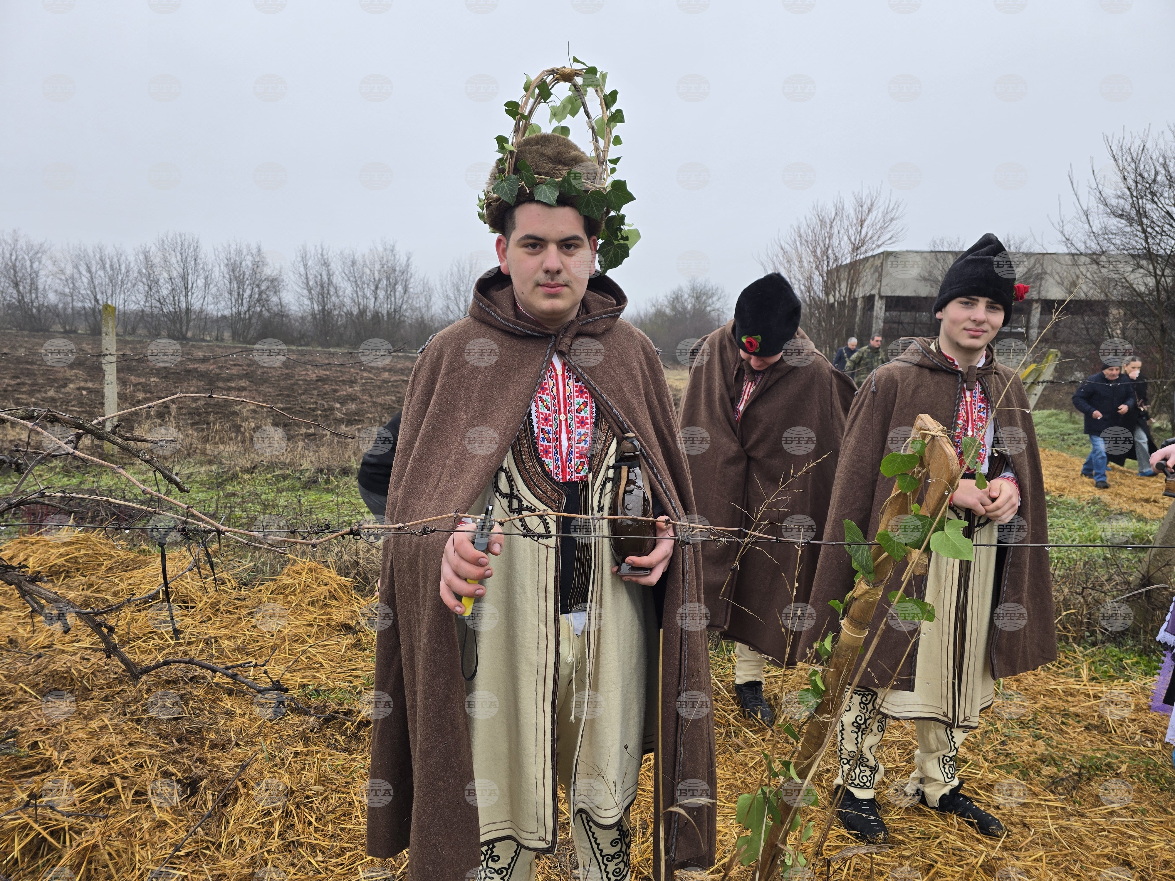 Избраният за Цар на лозята ритуално заряза лозите в професионалната гимназия в Плевен