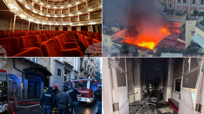 АНСА: Огромен пожар унищожи театър "Саназаро" в Неапол