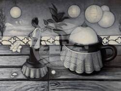 Студенти от специалност „Живопис“ на Национална художествена академия се събират в изложбата „Среща на образите“. На снимката: Картина на Габриела Филипова. Снимка: Екипът на събитието