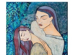 Унгарската художничка Елина Ковач представя техниката батик върху обърнато стъкло в изложба в София. Снимка: Екипът на събитието