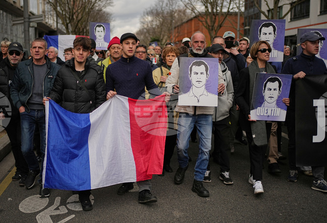При засилени мерки за сигурност започна възпоменателно шествие в Лион след убийството на младия крайнодесен активист Кантен Дьоранк