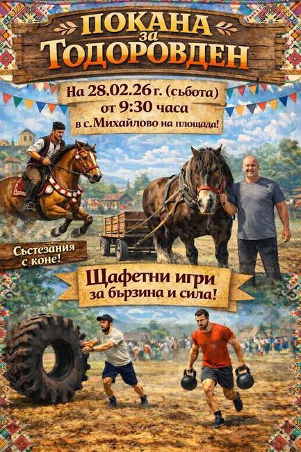 Старозагорското село Михайлово ще отпразнува традиционно Тодоровден с конни състезания и щафетни игри