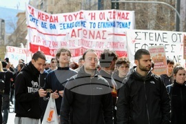 Гърция - Атина - шествие - годишнина от влаковата катастрофа в Темпе