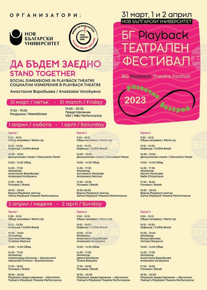 Нов български университет организира фестивал по плейбек театър от 31 март до 2 април