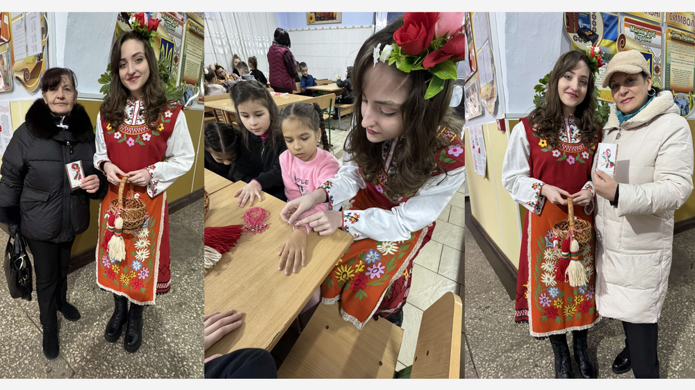 Ученици и преподаватели в Болградската гимназия „Георги Раковски“ в Украйна бяха окичени с мартеници от България по случай Първи март