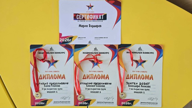 Община Банско: Национални отличия за ученици от НУ „Св. Паисий Хилендарски“ 