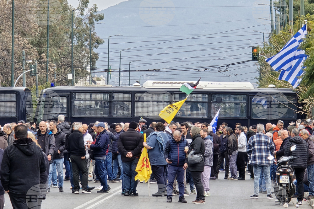 Гърция - Атина - протест на таксиметрови шофьори