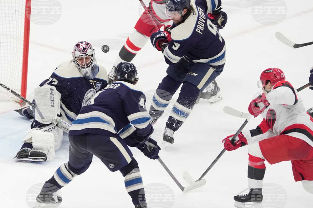 APTOPIX Hurricanes Blue Jackets Hockey