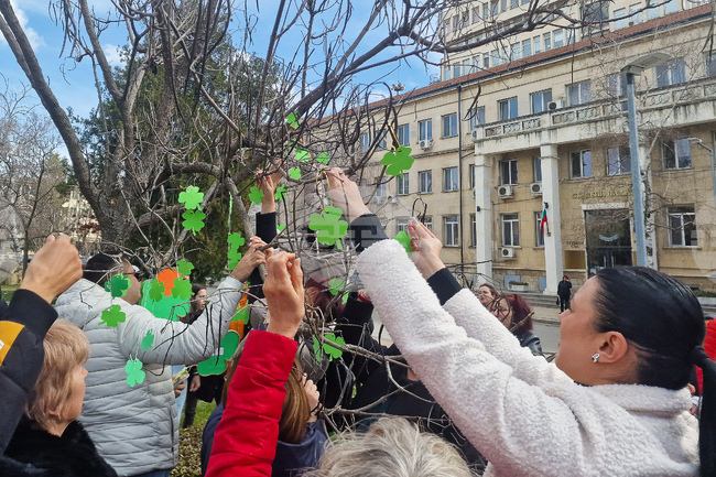 Дървета в Разград се преобразиха с детелини по повод Световния ден на социалната работа