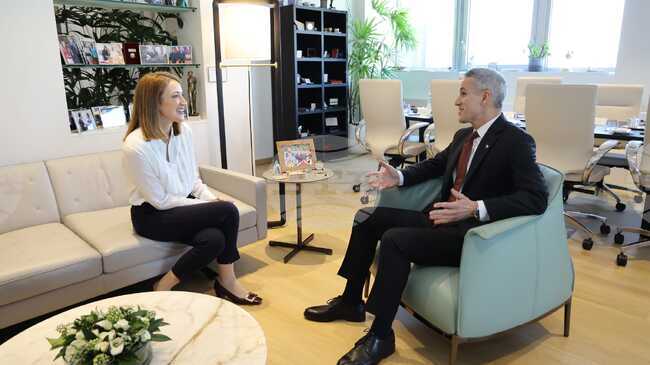 Caretaker PM Discusses EU's Security, Defence, Energy, Economic Stability with EP President in Brussels