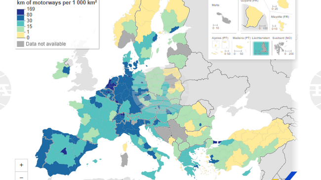 Райони в Германия са с най-гъста магистрална мрежа и най-развита железопътна инфраструктура в ЕС през 2024 г., по данни на Евростат