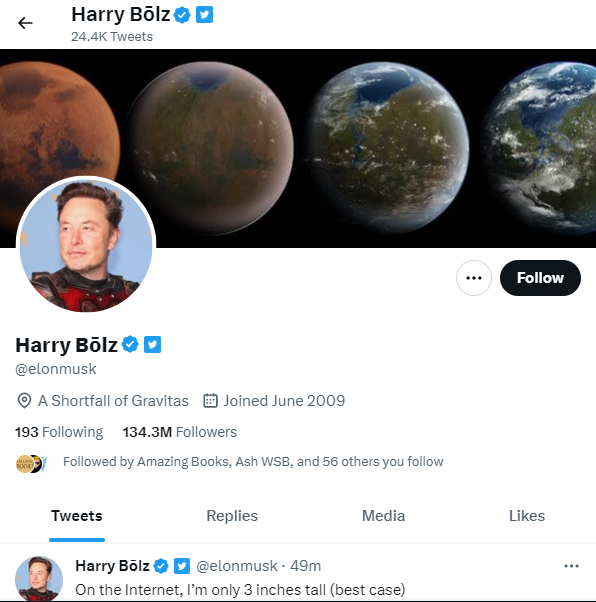 Илон Мъск - Туитър - скрийншот