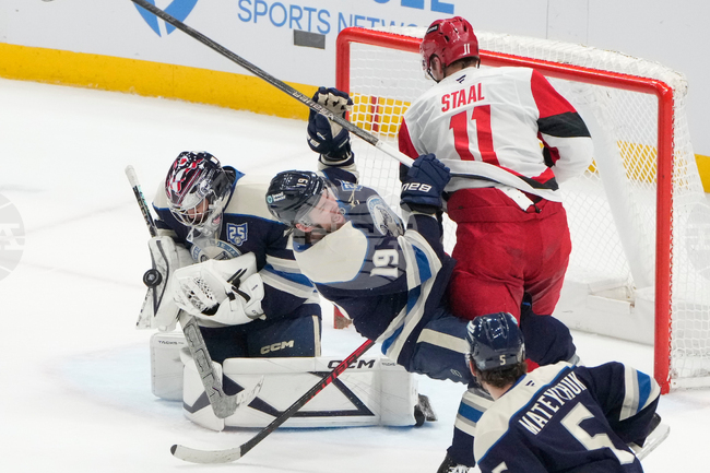 APTOPIX Hurricanes Blue Jackets Hockey
