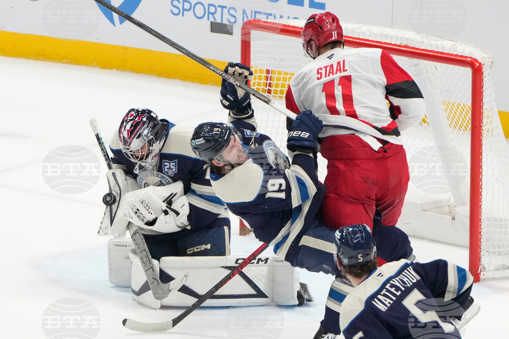 APTOPIX Hurricanes Blue Jackets Hockey