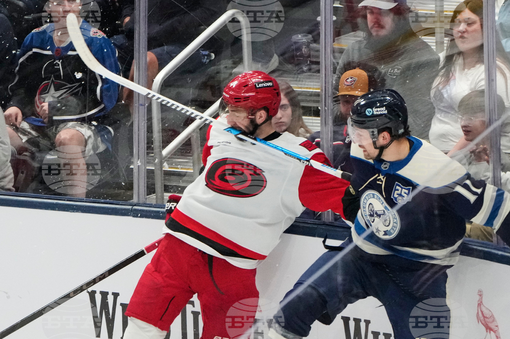 APTOPIX Hurricanes Blue Jackets Hockey