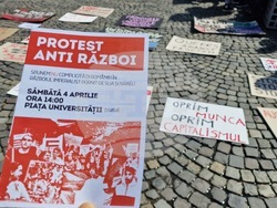 Румъния - акция в Букурещ под надслов „Протест срещу войната - казваме „не“ на съучастието на Румъния в империалистическата война, започната от САЩ и Израел“